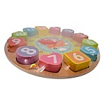 Ceas din lemn, tip puzzle încastru cu forme - imagine 5