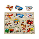 Puzzle încastru cu mijloace de transport în limba română, 10 piese