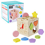 Cub din lemn, sortator de forme geometrice și ceas Intelligence Box