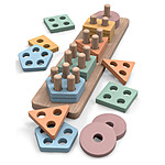 Sortator de forme geometrice cu 5 coloane, Pastel