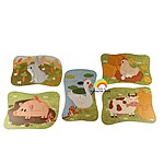 Set de 5 puzzle cu animale domestice în cutie metalică, 3 ani+
