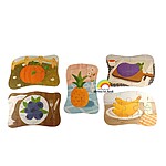 Set de 5 puzzle cu fructe și și legume în cutie metalică, 3 ani+