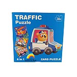 Set 6 carduri puzzle cu piese mari, model cu mijloace de transport