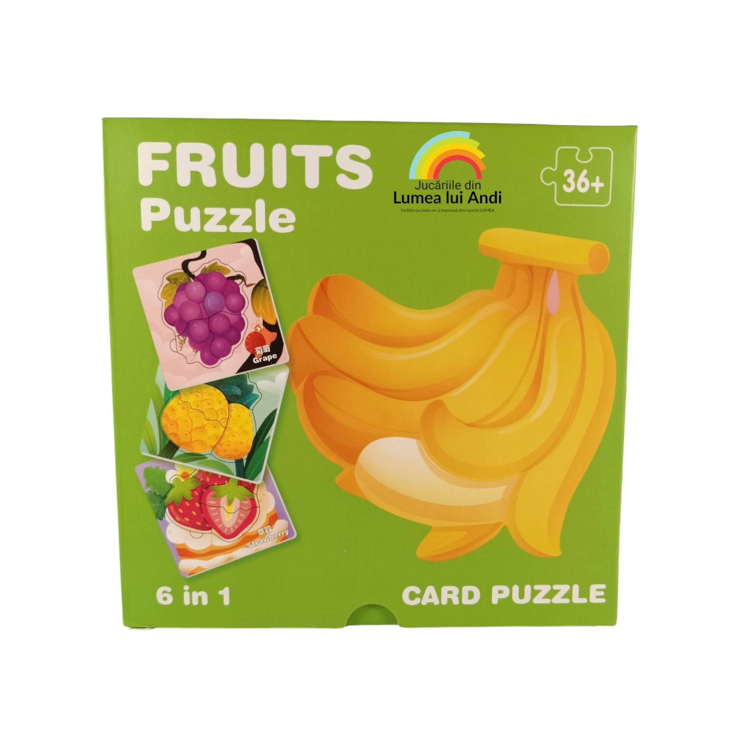 Poze site fundal alb (357) Set 6 carduri puzzle cu piese mari, model cu fructe - imagine 1