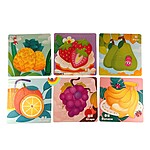 Set 6 carduri puzzle cu piese mari, model cu fructe - imagine 2