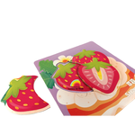 Set 6 carduri puzzle cu piese mari, model cu fructe - imagine 3