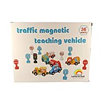 Trenuleț din lemn magnetic cu vehicule de intervenție și semne de circulație - imagine 4