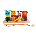 Joc Montessori 3 în 1, sortator cu văcuță și joc de pescuit și șnuruit