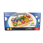 Joc educativ 3 în 1 Montessori - sortator forme, pescuit și feliere fructe din lemn - imagine 6