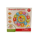 Ceas din lemn, tip puzzle încastru cu forme