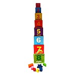 Cuburi de stivuit din lemn – Turn Montessori cu 8 cuburi din lemn cu forme, cifre și animale - imagine 2