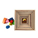 Cuburi de stivuit din lemn – Turn Montessori cu 8 cuburi din lemn cu forme, cifre și animale - imagine 5