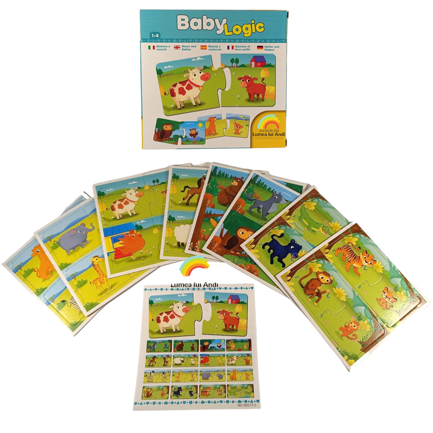 baby puzzle păoza produs Puzzle de asociere din 2 piese Baby Logic, Mama si puiul - imagine 1