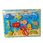 Joc multifuncțional tip puzzle 3 în 1: puzzle încastru, pescuit și șnuruit animale marine - imagine 4