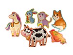 Puzzle din carton cu 6 imagini, piese mari din carton gros, tematică Animale de la Fermă