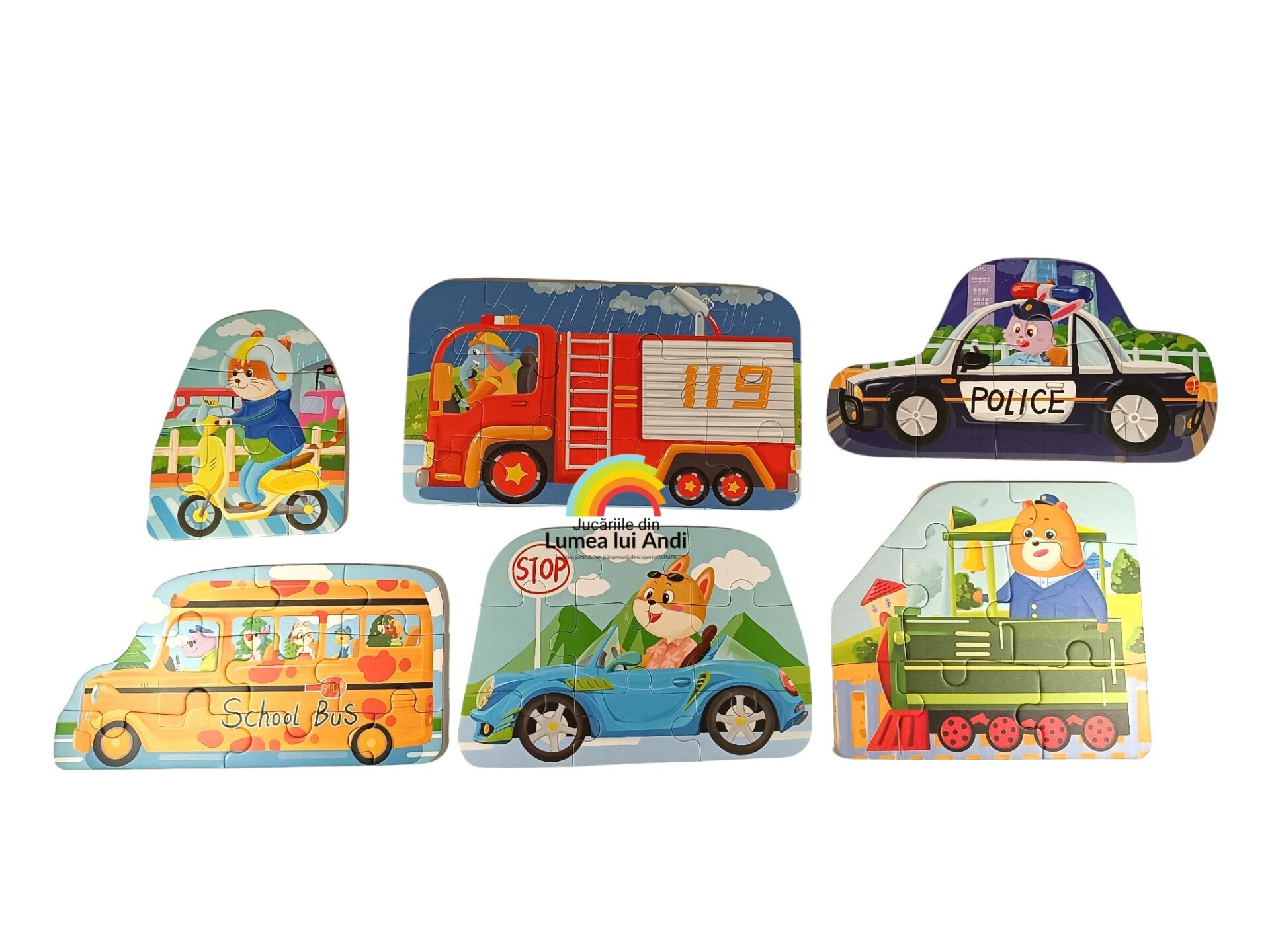 Poze site fundal alb (366) Puzzle din carton cu 6 imagini, piese mari din carton gros, tematică Autovehicule - imagine 1