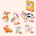 Puzzle din carton cu 6 imagini, piese mari din carton gros, tematică Animale de la Fermă - imagine 3