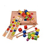 Joc Montessori de sortare, îndemânare și înșiruire mărgele