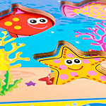 Joc multifuncțional tip puzzle 3 în 1: puzzle încastru, pescuit și șnuruit animale marine - imagine 4