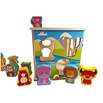 Cub Montessori 2 în 1: sortator cu 15 forme de animale și joc de înșiruit - imagine 3