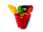 Set jucării de plajă și nisip cu găletușă roșie, 6 piese