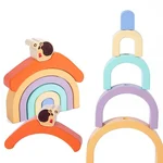 Jucărie de tras din lemn Melcul Curcubeu - mama și puiul - imagine 3