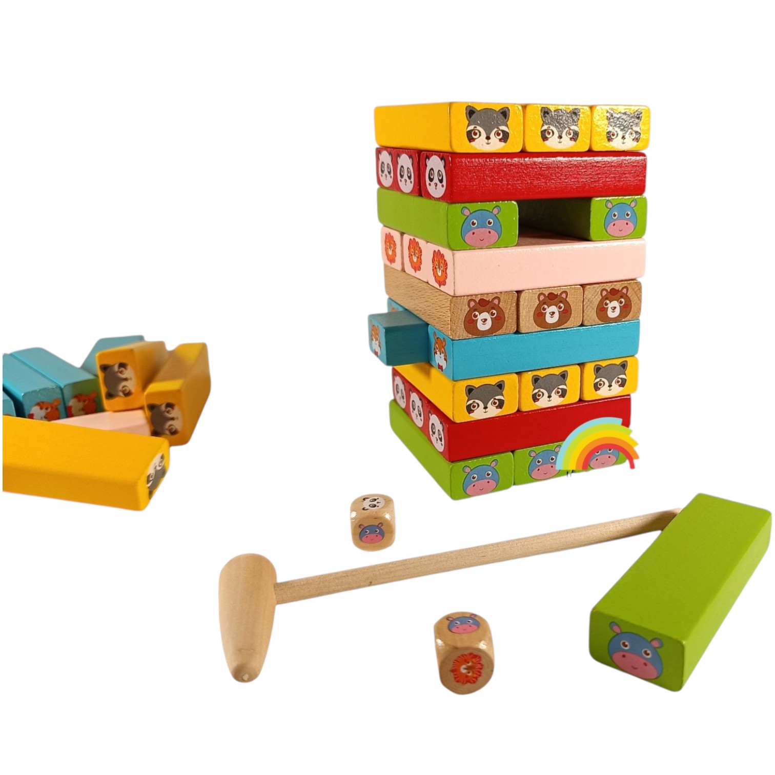 Poze site fundal alb (276) Joc multifuncțional de societate Jenga cu animale. Turnul Instabil - imagine 1