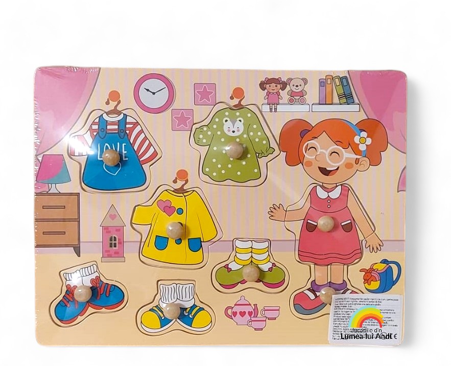 Puzzle pini Imbraca fata (cu ochelari)-Photoroom Puzzle încastru îmbracă fata cu ochelari, 8 piese - imagine 1