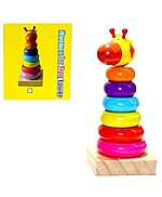 Piramidă de stivuire cu animăluț - 3 modele diferite (buburuză, girafă sau albinuță) - imagine 3