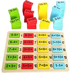 Joc aritmetic din lemn cu planșe, jetoane și bețișoare, pentru calcule matematice simple (adunare și scădere), 155 piese - imagine 8