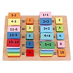 Joc aritmetic din lemn cu planșe, jetoane și bețișoare, pentru calcule matematice simple (adunare și scădere), 155 piese - imagine 6