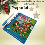 Carte reutilizabilă de colorat cu apă Magic Book albastră - model animale