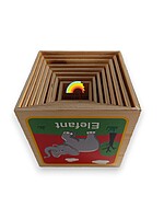 Cuburi de stivuit din lemn – Turn Montessori cu 8 cuburi din lemn cu forme, cifre și animale, limba română - imagine 8