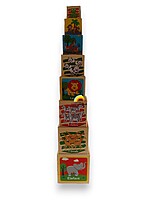 Cuburi de stivuit din lemn – Turn Montessori cu 8 cuburi din lemn cu forme, cifre și animale, limba română - imagine 3