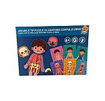 Joc tip puzzle cu anatomia corpului uman, băiețel - în limba română și engleză