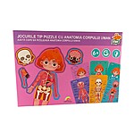 Joc tip puzzle cu anatomia corpului uman, fetiță – în limba română și engleză