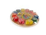 Ceas din lemn, tip puzzle încastru cu forme și joc de înșiruit - imagine 2
