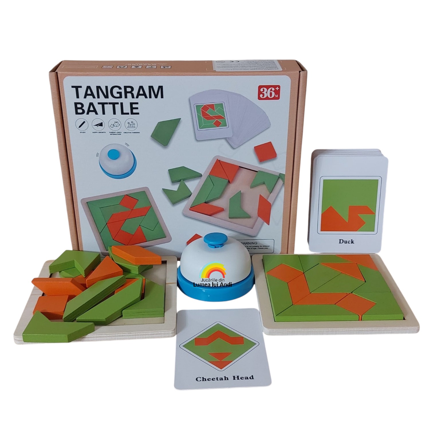 Joc educativ de logică, asociere și potrivire Bătălia Tangram, pentru 2 jucători Joc educativ de logică, asociere și potrivire Bătălia Tangram, pentru 2 jucători - imagine 1