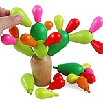 Joc din lemn de echilibru, îndemânare, atenție și construcție creativă Cactus - imagine 3