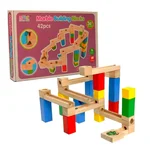 Circuit de construit din lemn cu bile din sticla Marble Run, 42 piese