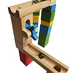 Circuit de construit din lemn cu bile din sticla Marble Run, 42 piese - imagine 3
