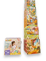 Cuburi de stivuit din carton – Turn Montessori cu 10 cuburi din carton gros - imagine 9