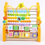 Joc educativ 3 în 1: abac (numărătoare), labirint de motricitate și cuburi rotative  - imagine 7
