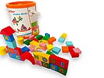 Cuburi din lemn de construit - set 40 de piese cu litere - imagine 2