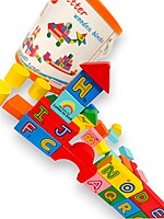 Cuburi din lemn de construit - set 40 de piese cu litere - imagine 3