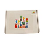 Pietre de stivuit și de echilibru din lemn - set cu 20 de piese colorate - imagine 2
