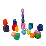 Pietre de stivuit și de echilibru din lemn - set cu 20 de piese colorate