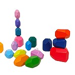 Pietre de stivuit și de echilibru din lemn - set cu 20 de piese colorate - imagine 6