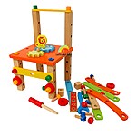 Scăunel. Jucărie educativă pentru asamblat tip banc de lucru, cu șuruburi din lemn și plastic - imagine 2