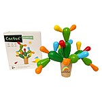 Joc din lemn de echilibru, îndemânare, atenție și construcție creativă Cactus Wooden Toy